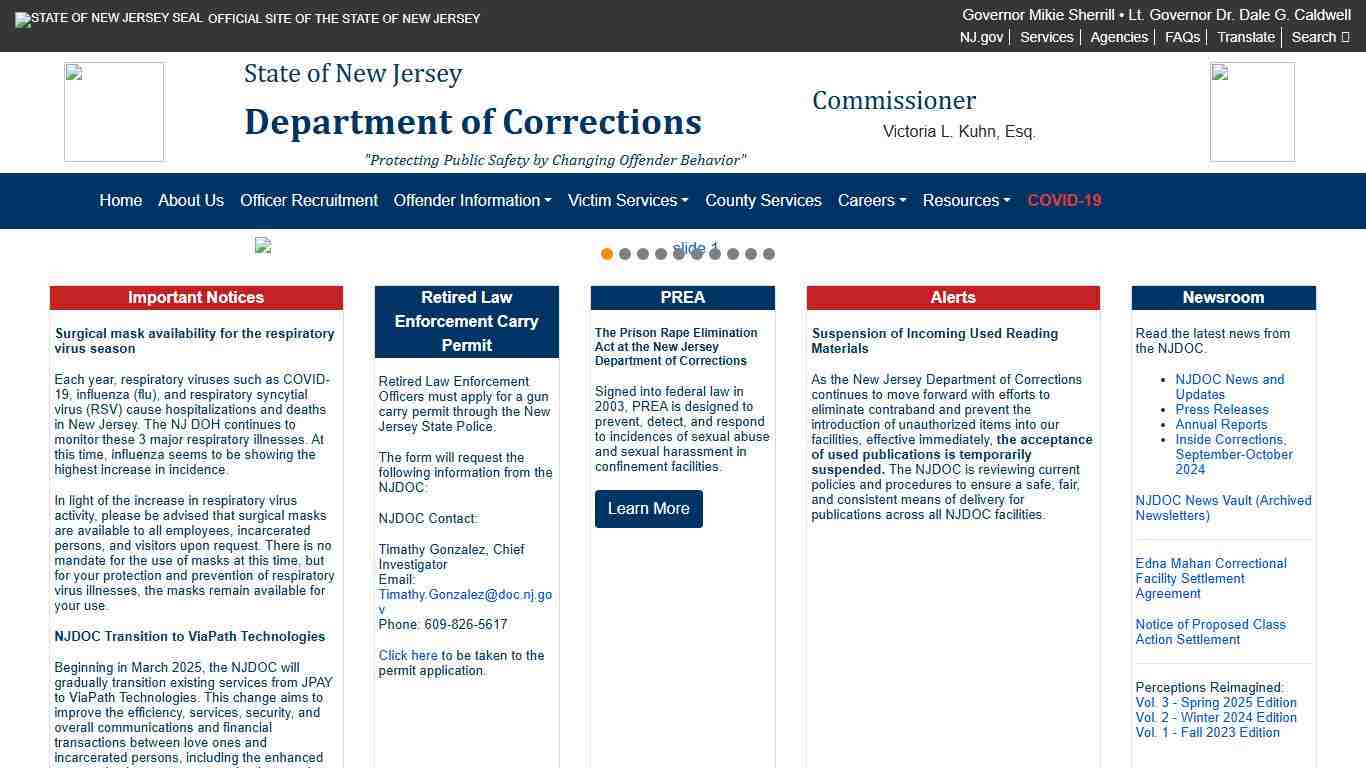 New Jersey Department of Corrections | Official Website